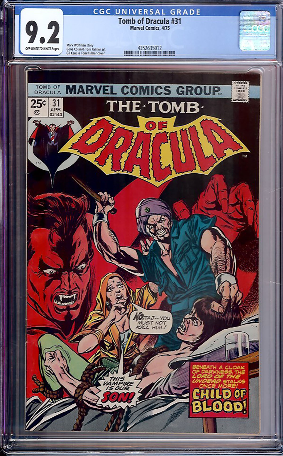 Tomb of Dracula #31 CGC 9.2 ow/w