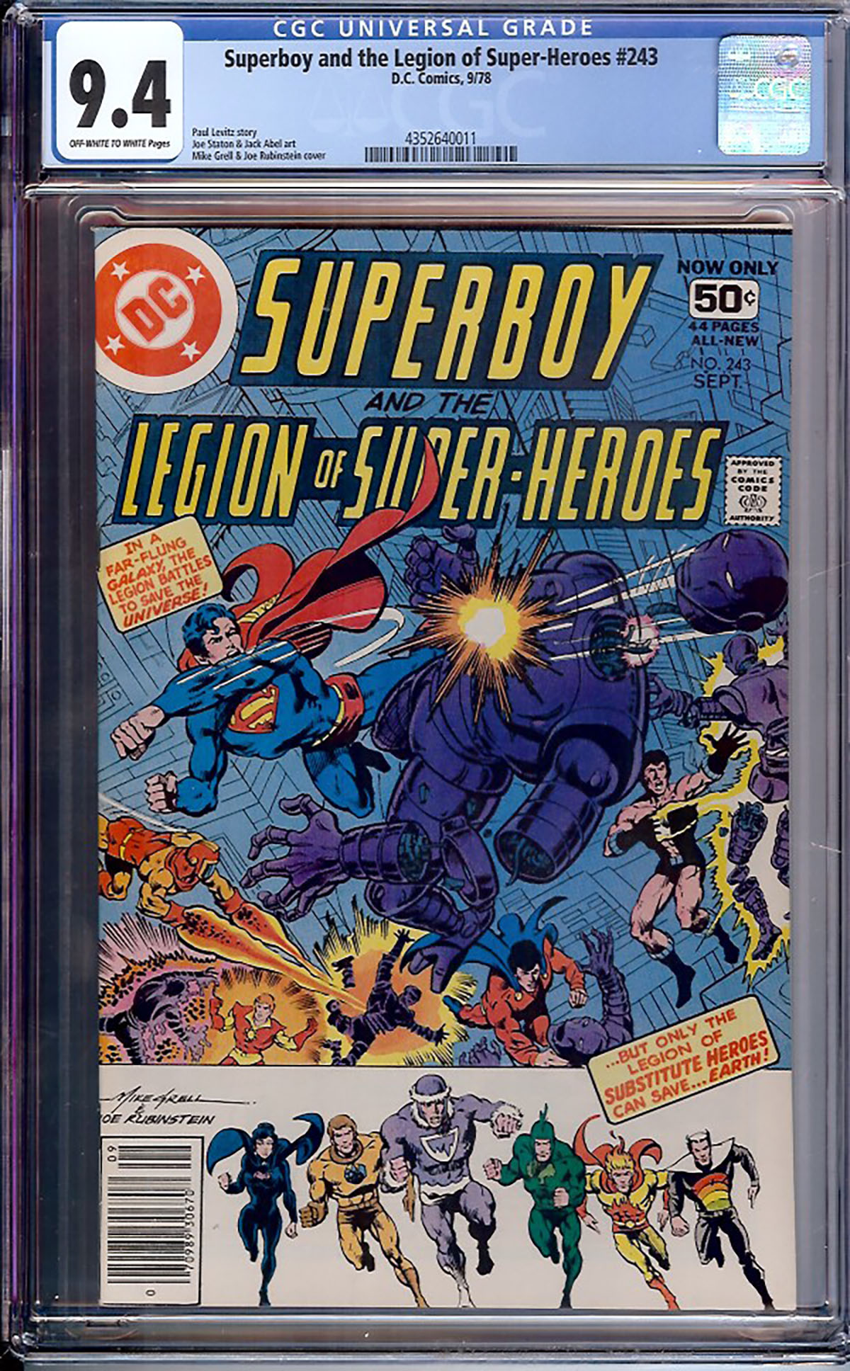 Superboy and the Legion of Super-Heroes #243 CGC 9.4 ow/w