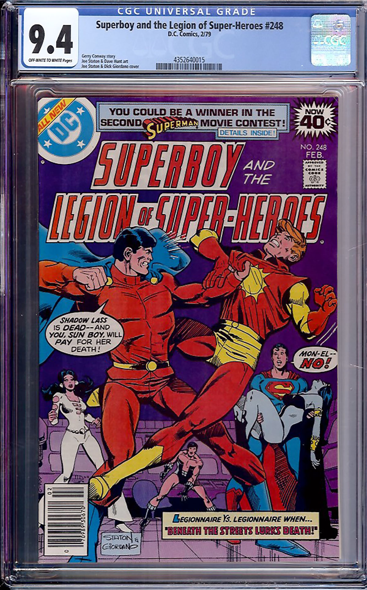 Superboy and the Legion of Super-Heroes #248 CGC 9.4 ow/w