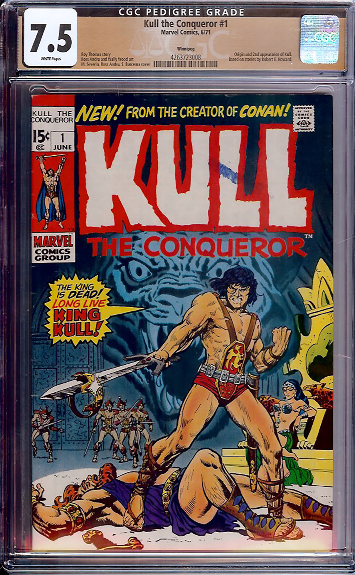 Kull The Conqueror #1 CGC 7.5 w Winnipeg