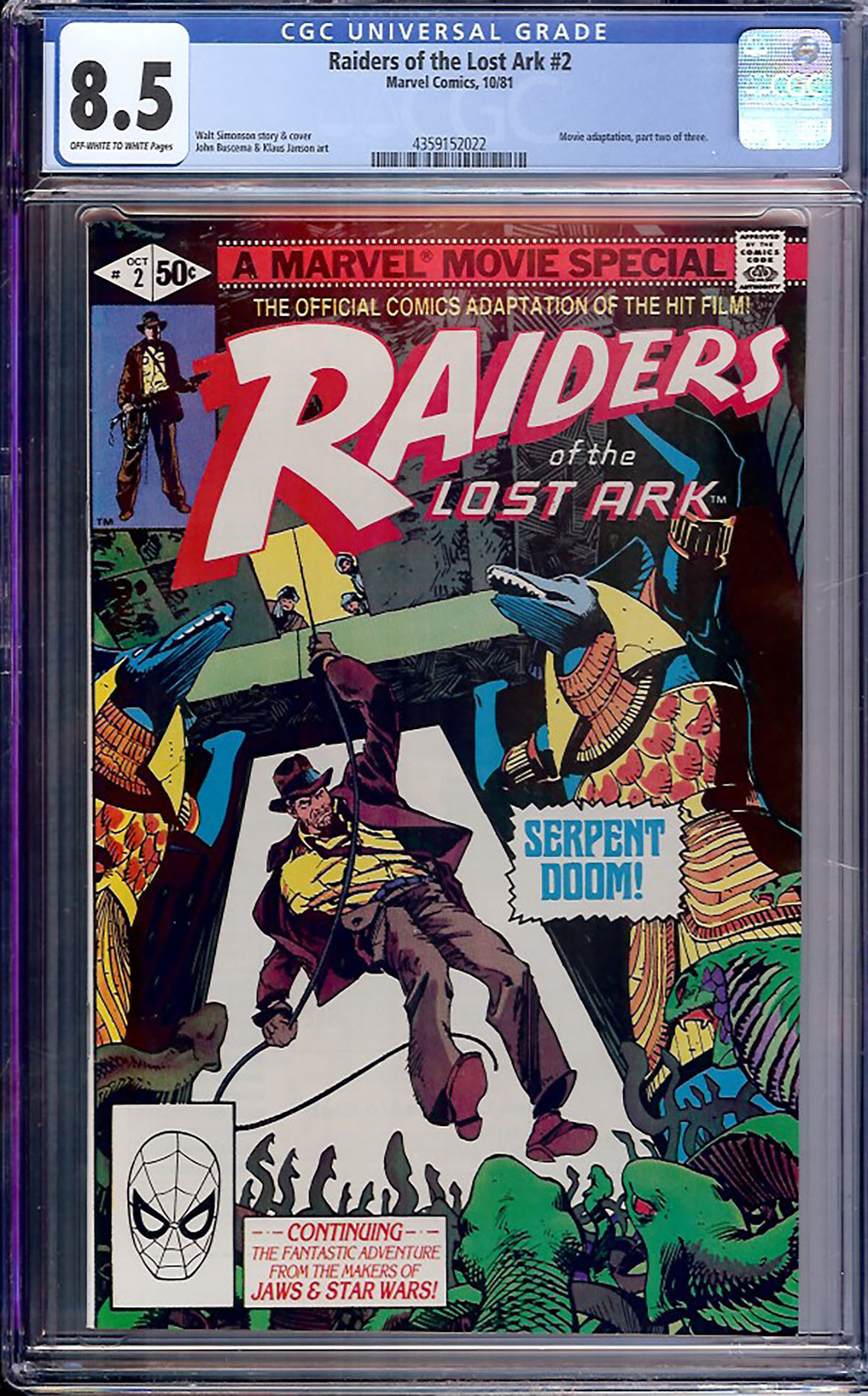 Raiders of the Lost Ark #2 CGC 8.5 ow/w