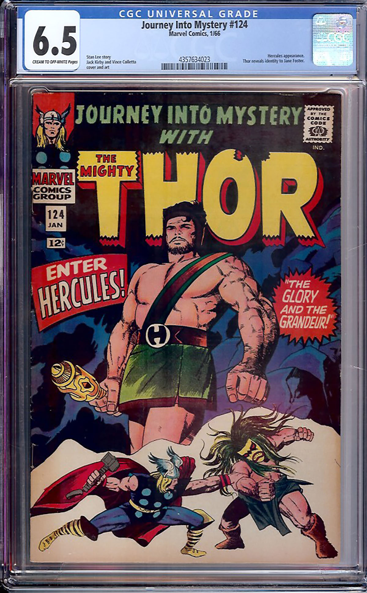 Journey Into Mystery #124 CGC 6.5 cr/ow