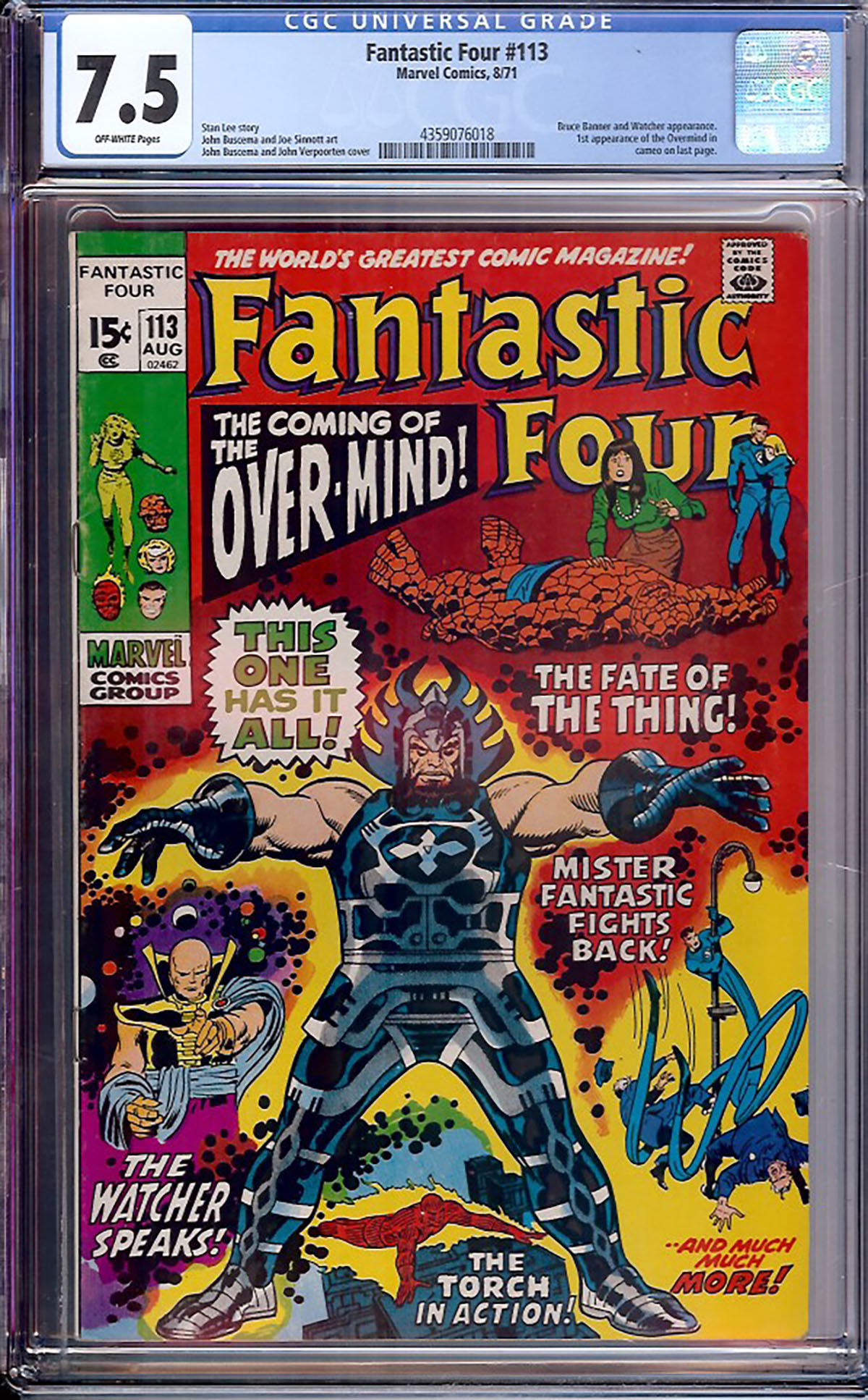 Fantastic Four #113 CGC 7.5 ow