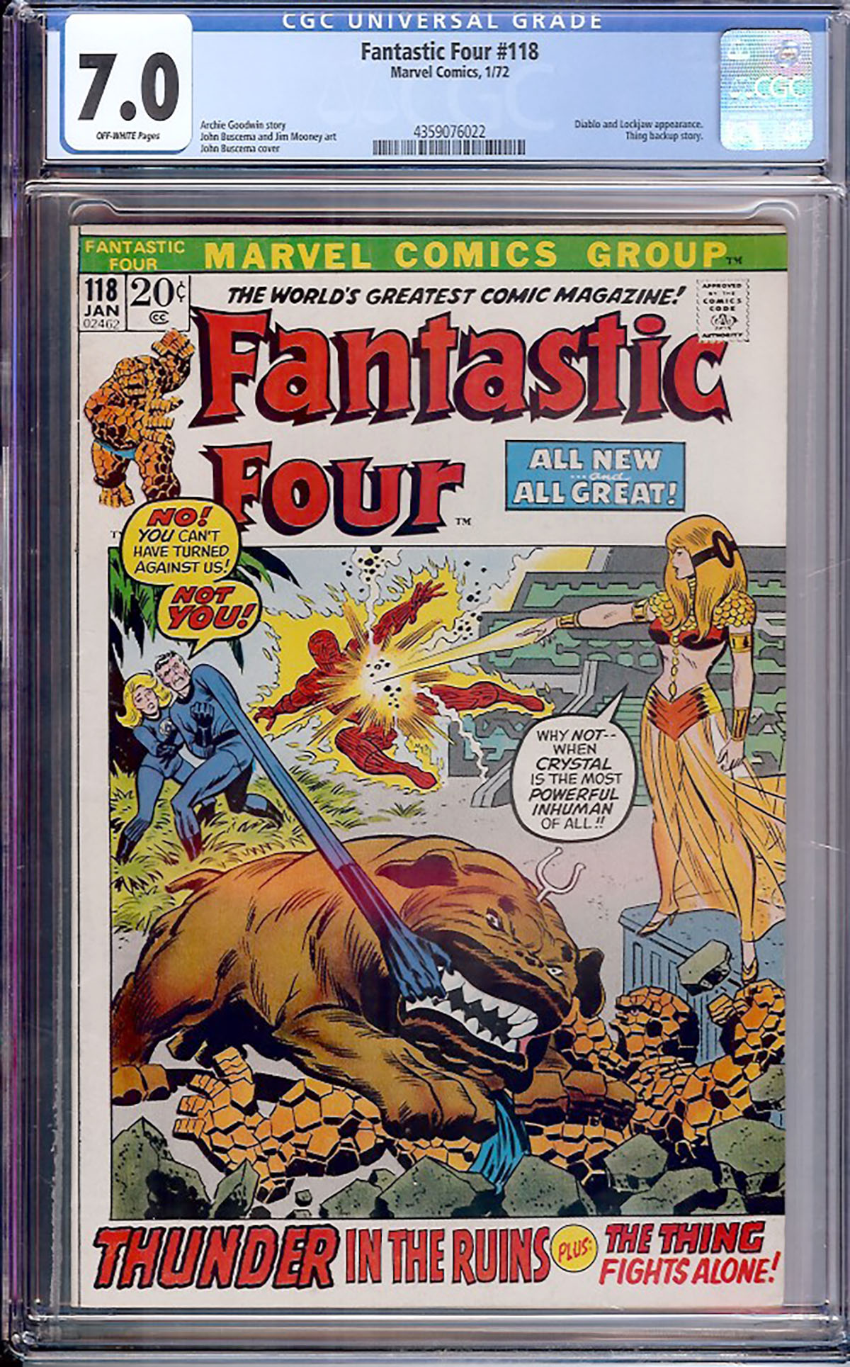 Fantastic Four #118 CGC 7.0 ow