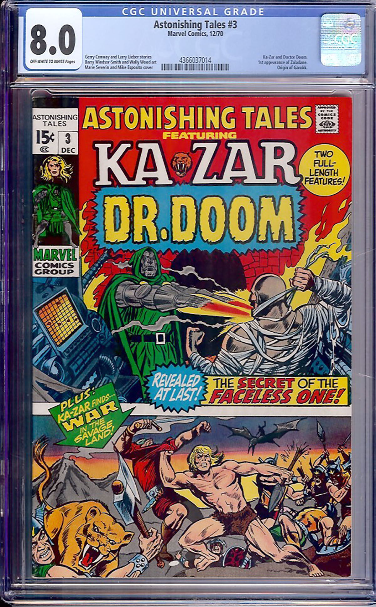 Astonishing Tales #3 CGC 8.0 ow/w