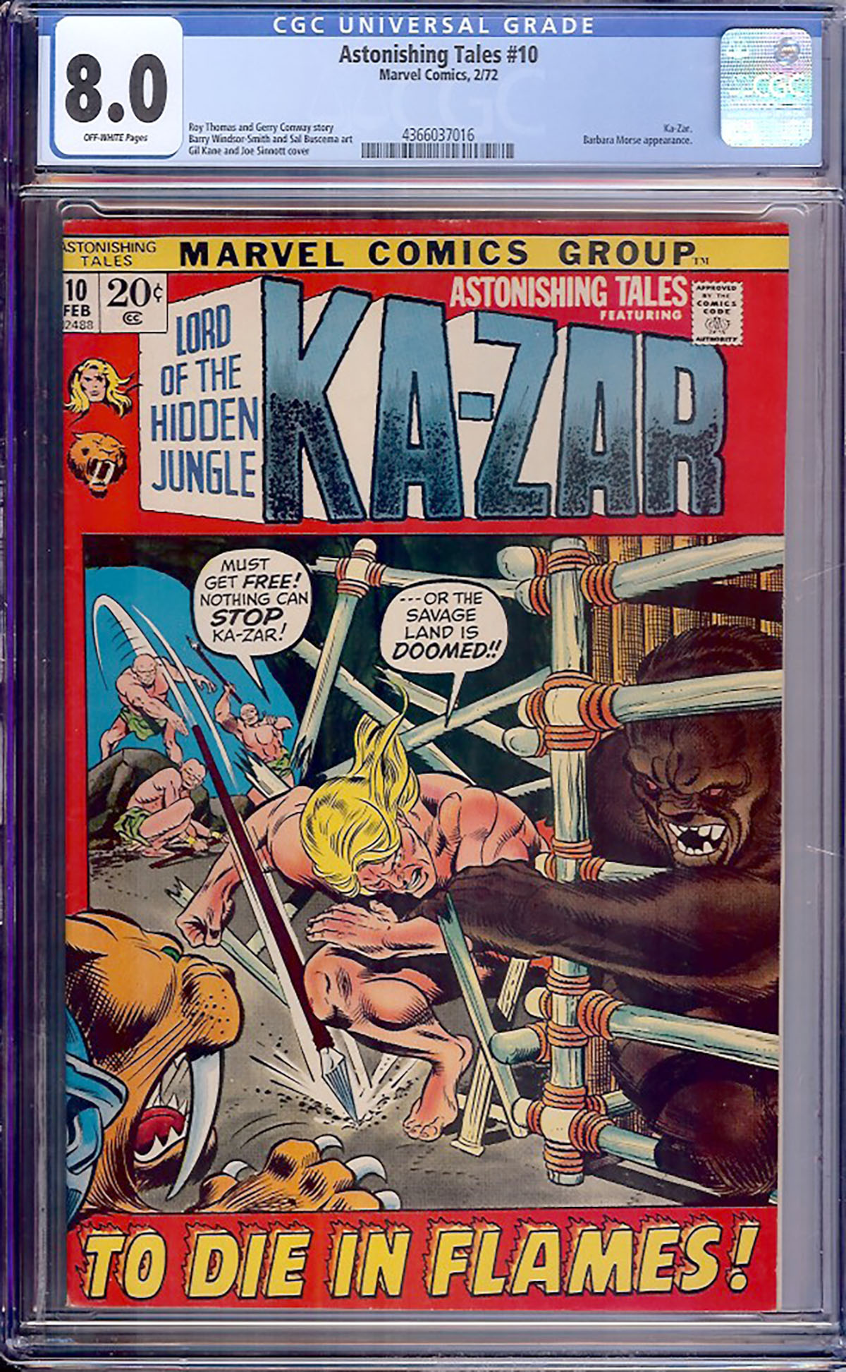 Astonishing Tales #10 CGC 8.0 ow