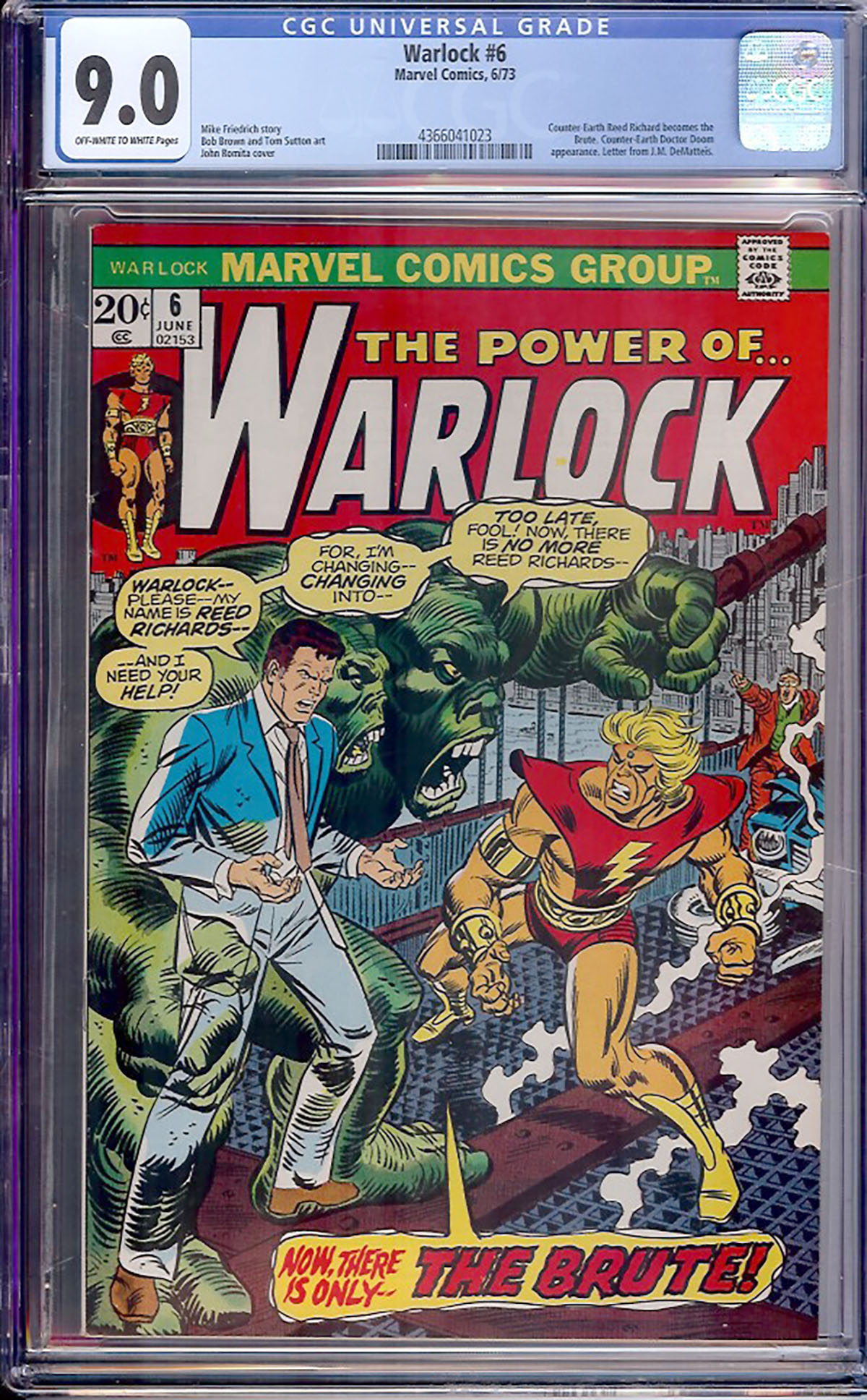 Warlock #6 CGC 9.0 ow/w