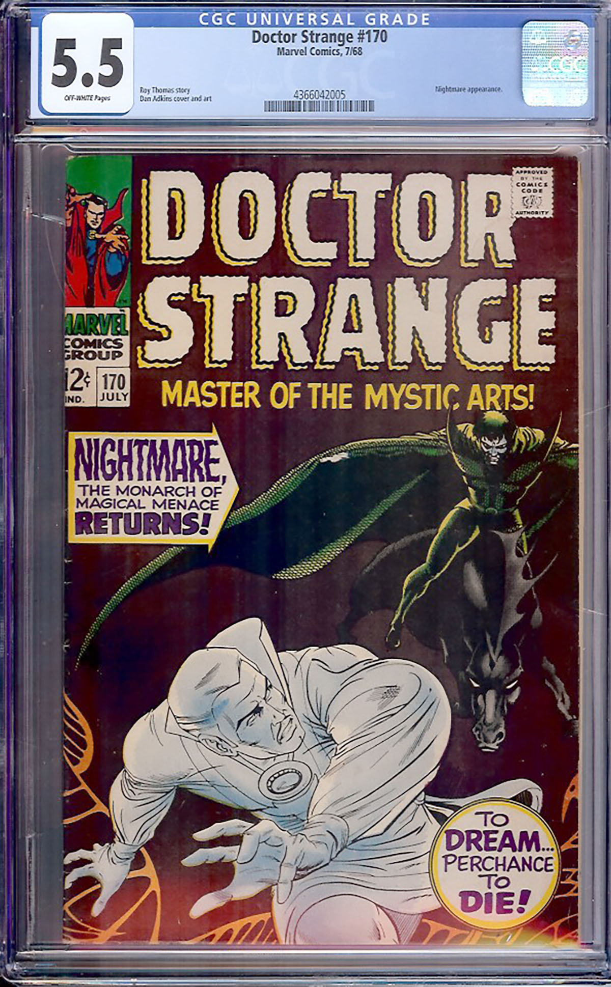Doctor Strange #170 CGC 5.5 ow