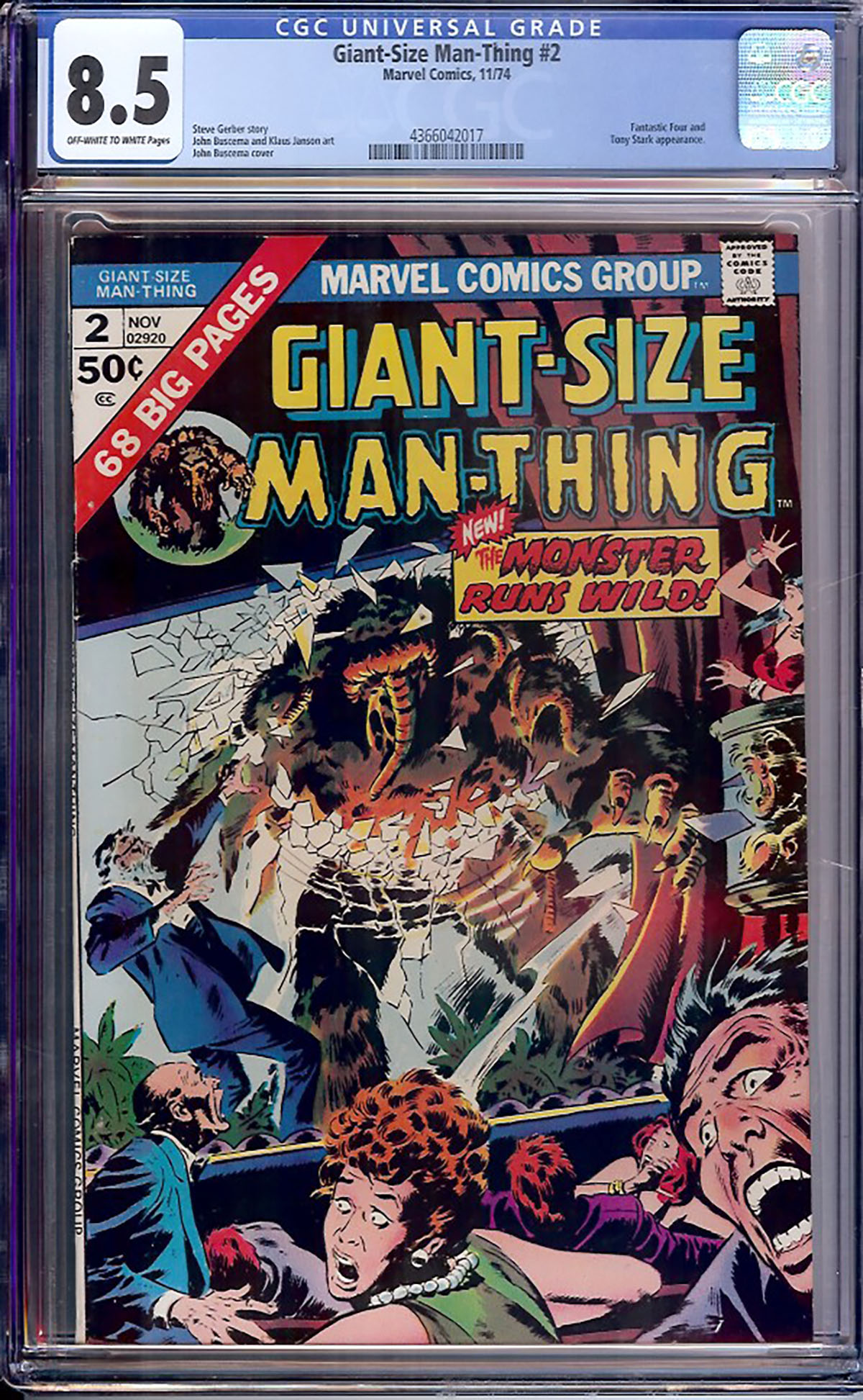 Giant-Size Man-Thing #2 CGC 8.5 ow/w