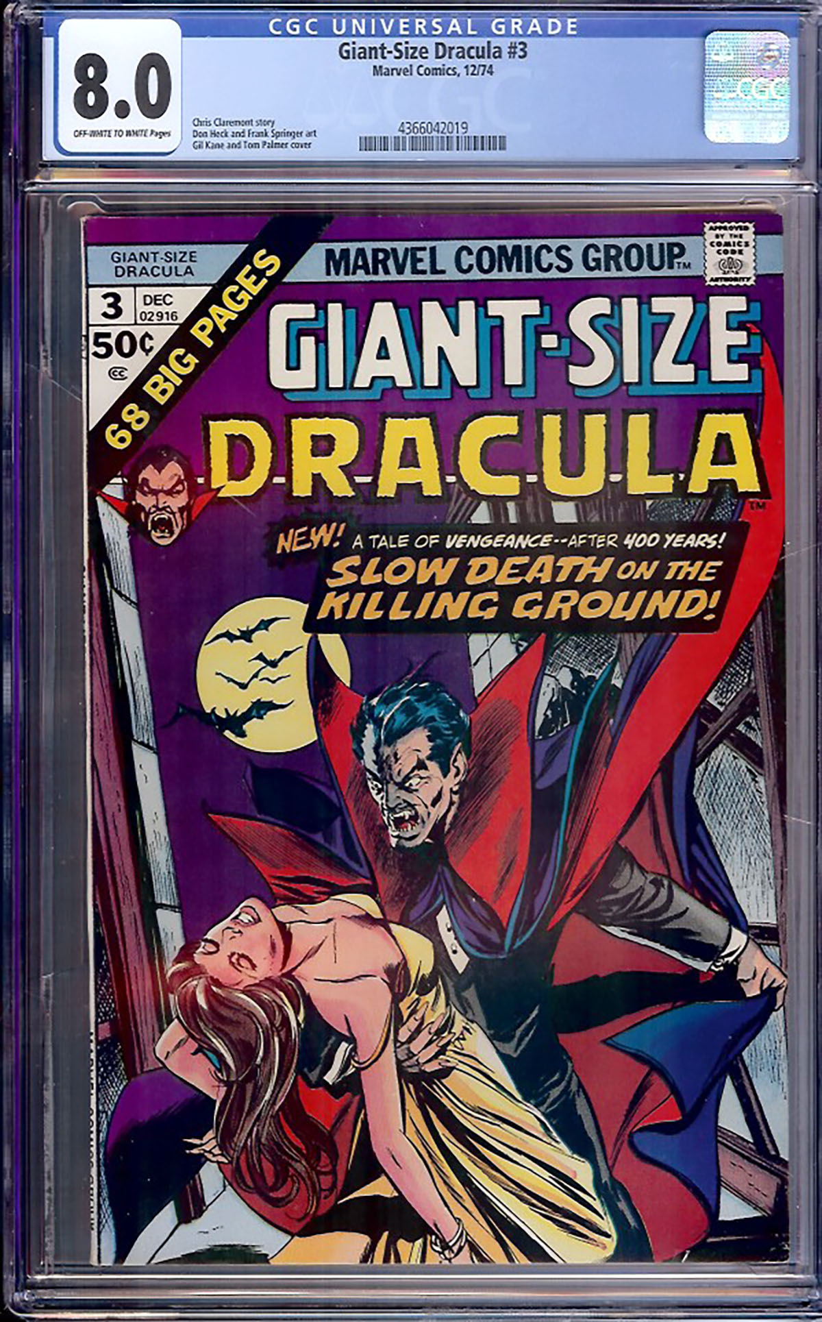 Giant-Size Dracula #3 CGC 8.0 ow/w