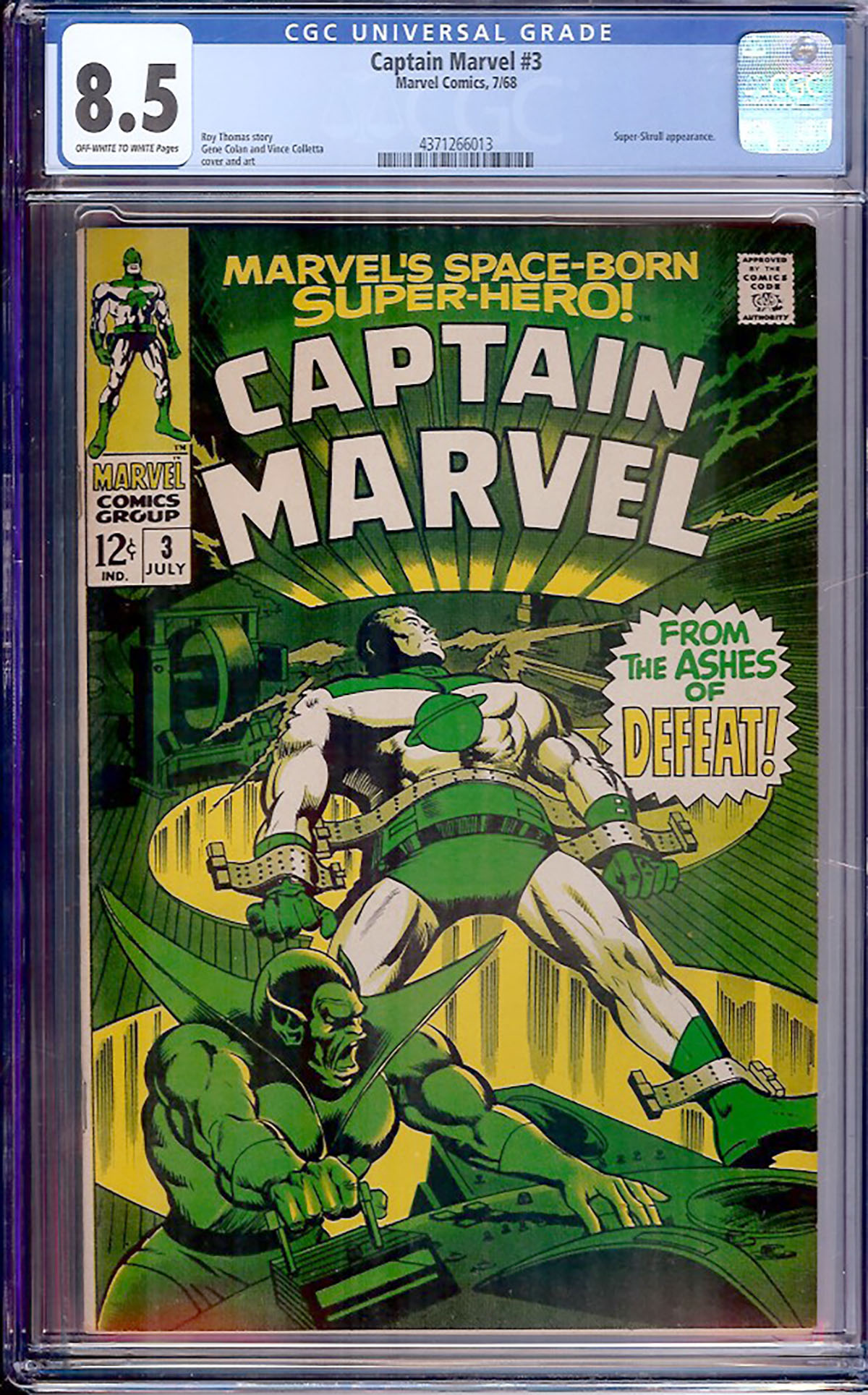 Captain Marvel #3 CGC 8.5 ow/w
