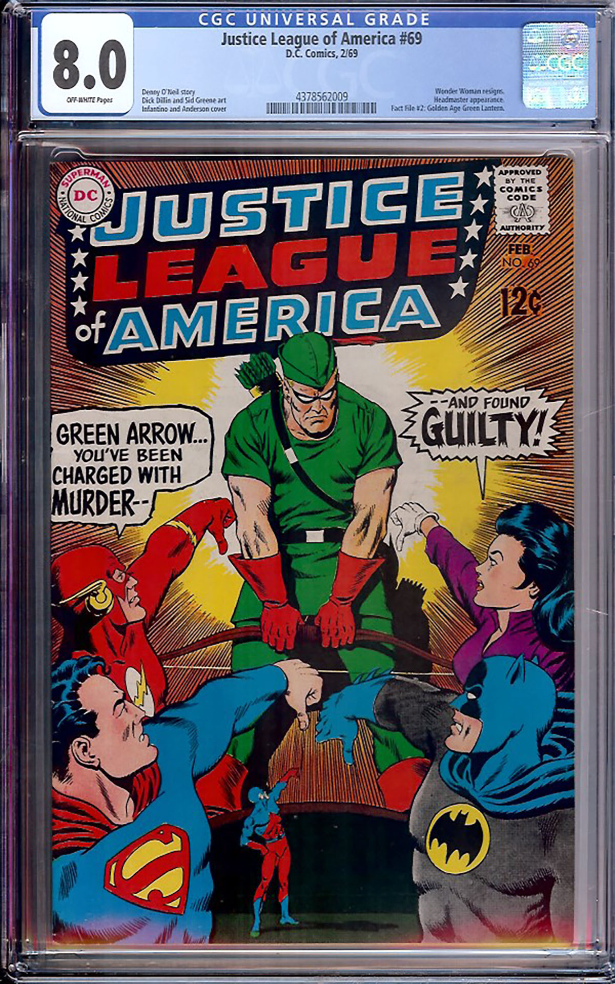 Justice League of America #69 CGC 8.0 ow