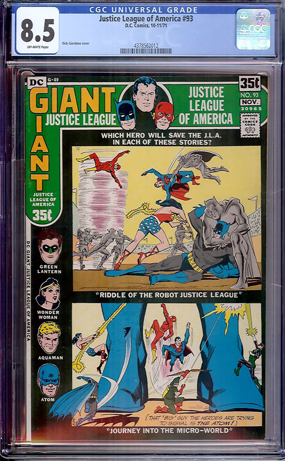 Justice League of America #93 CGC 8.5 ow