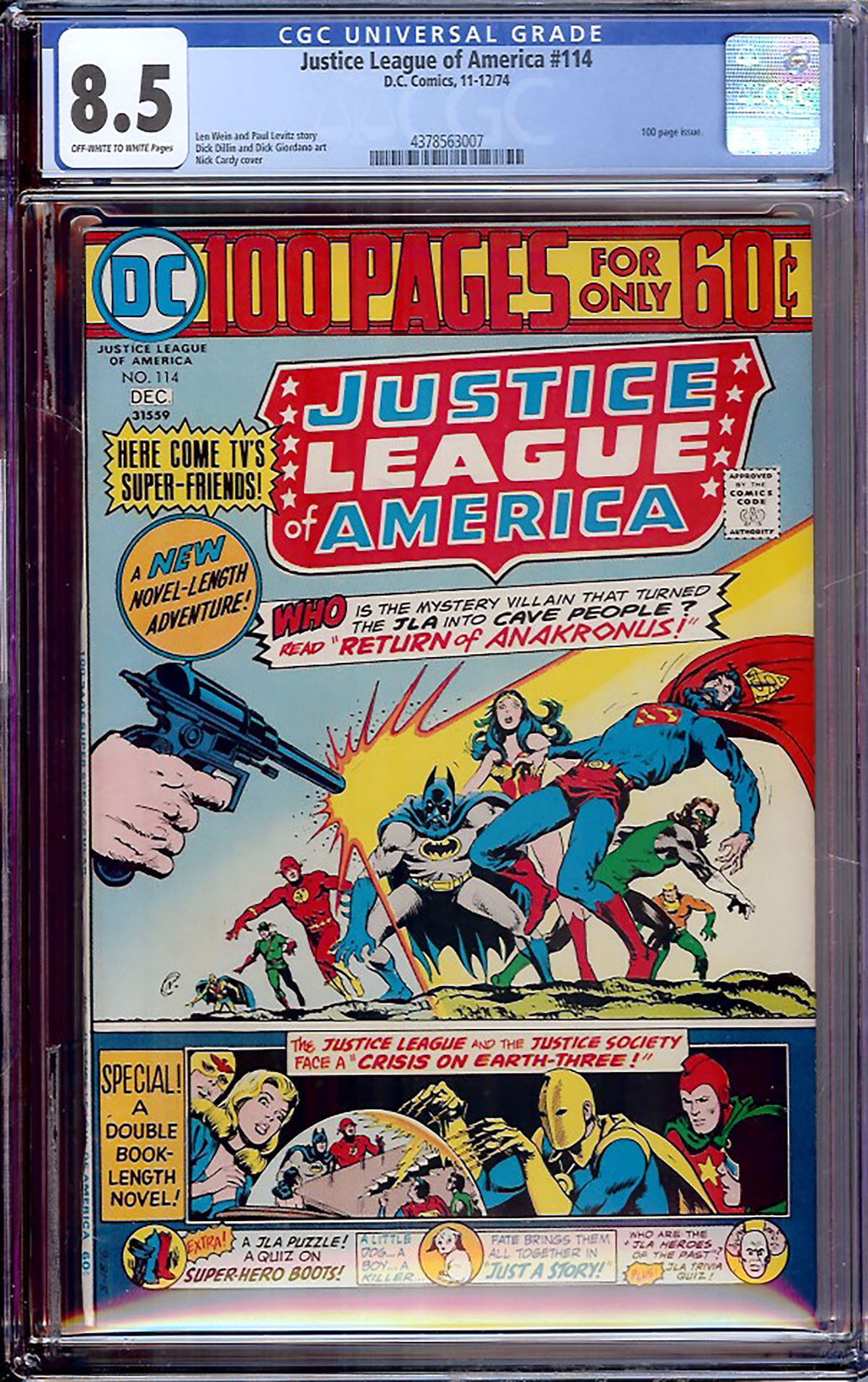 Justice League of America #114 CGC 8.5 ow/w