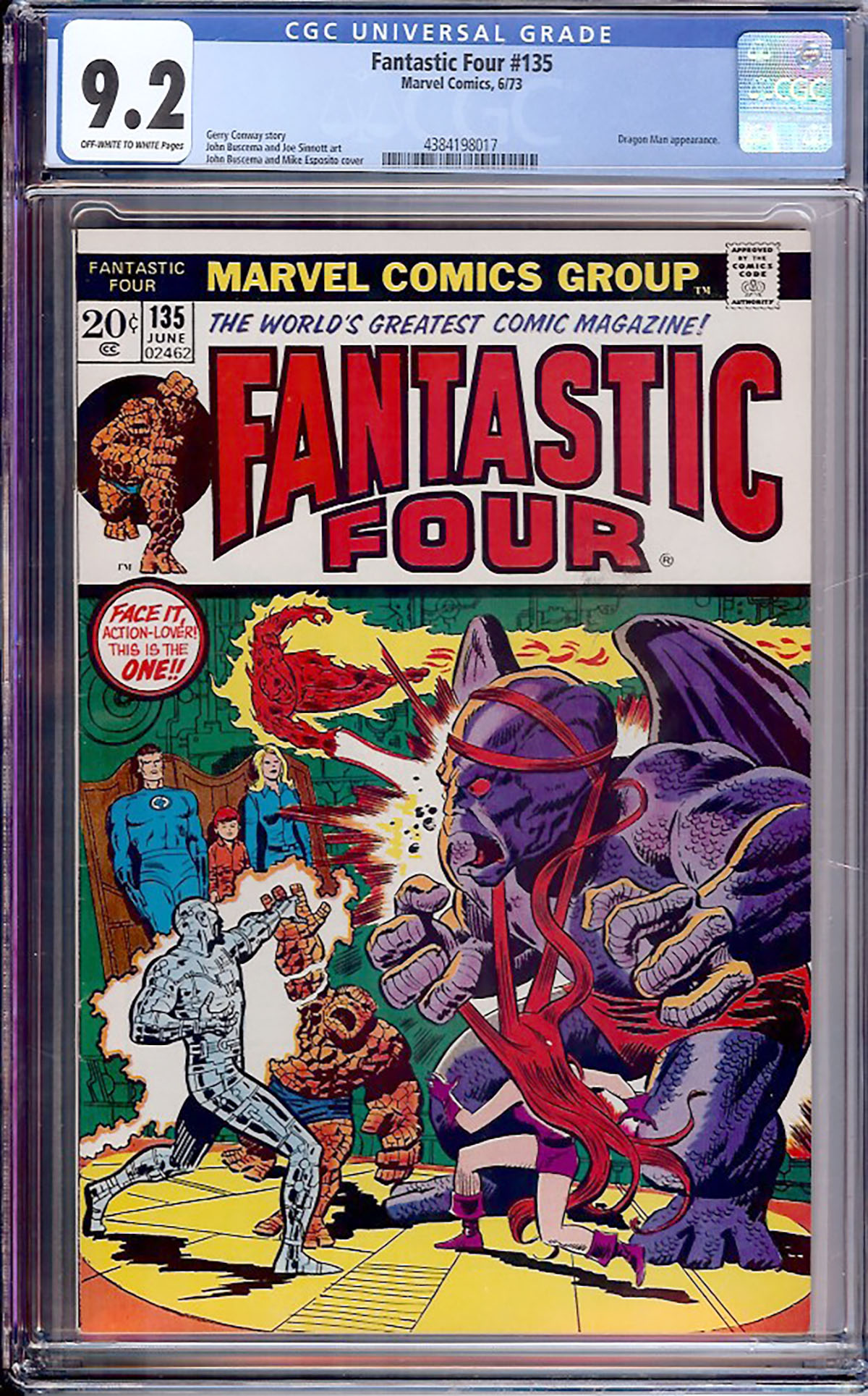 Fantastic Four #135 CGC 9.2 ow/w