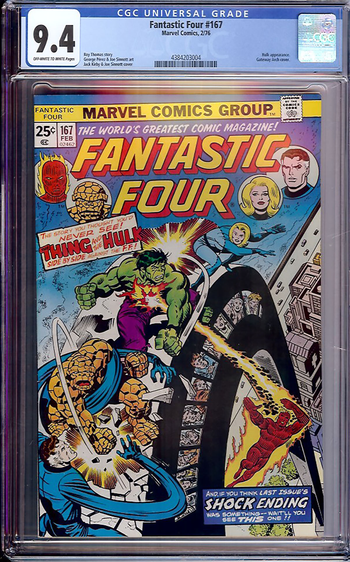 Fantastic Four #167 CGC 9.4 ow/w