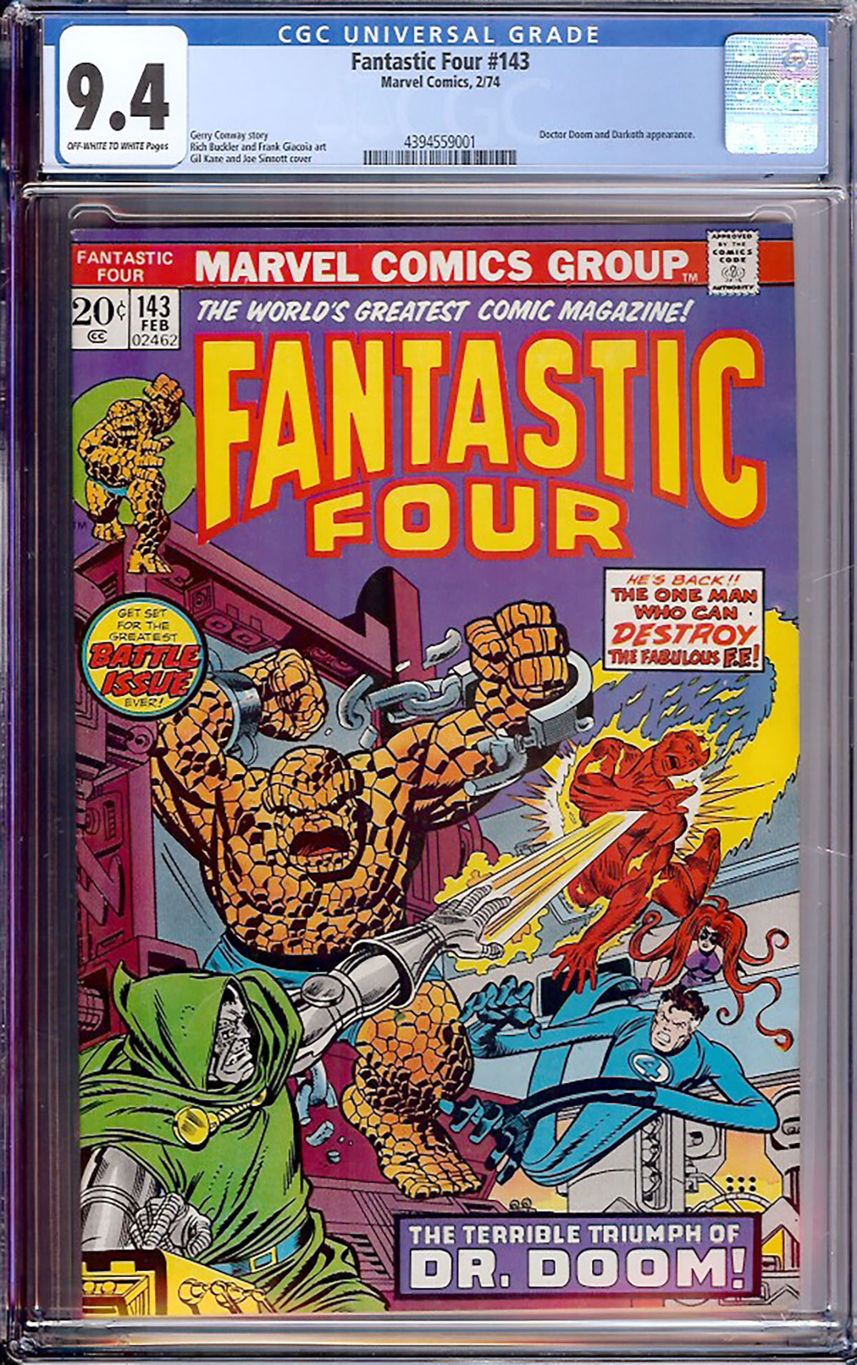 Fantastic Four #143 CGC 9.4 ow/w