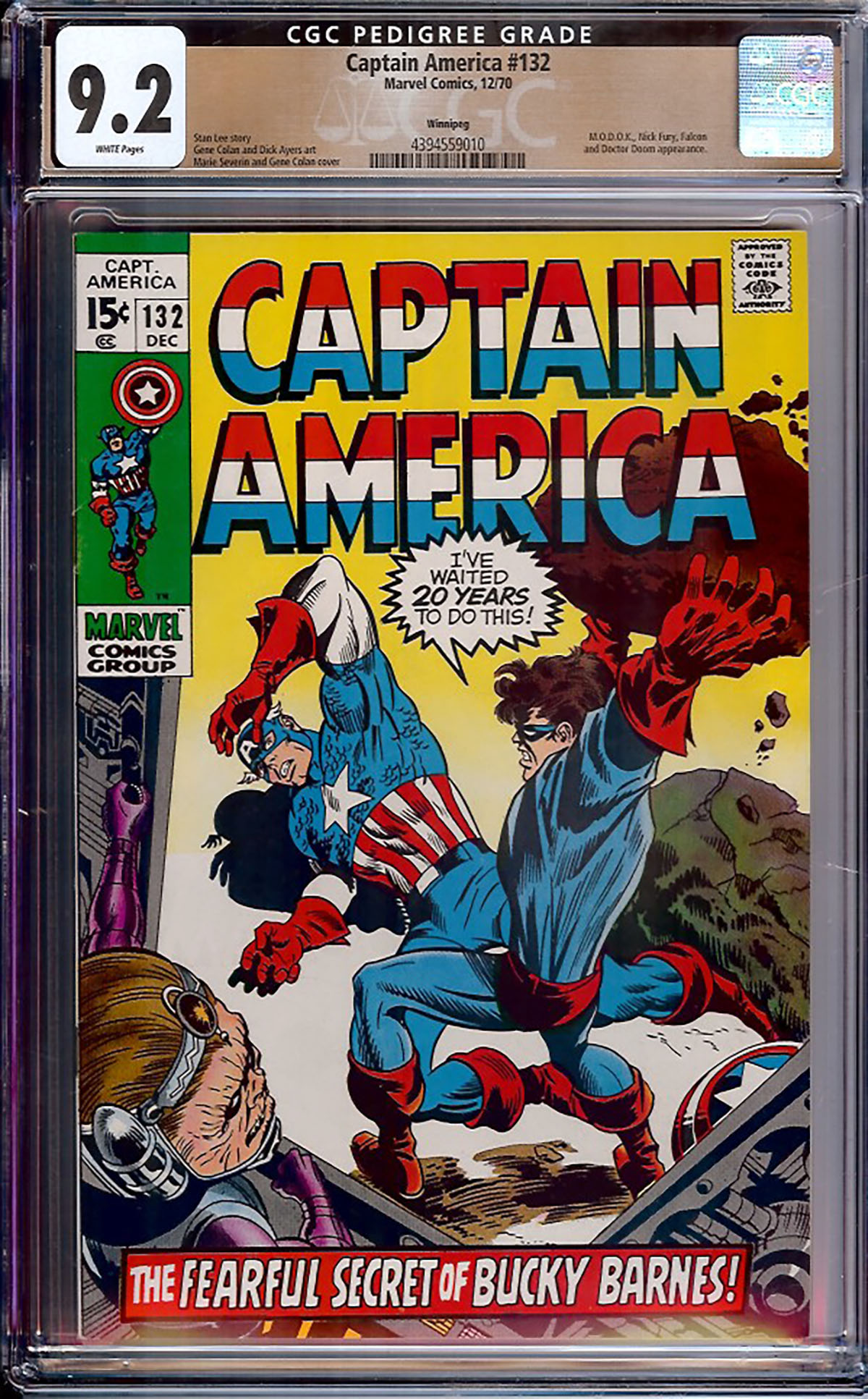 Captain America #132 CGC 9.2 w Winnipeg