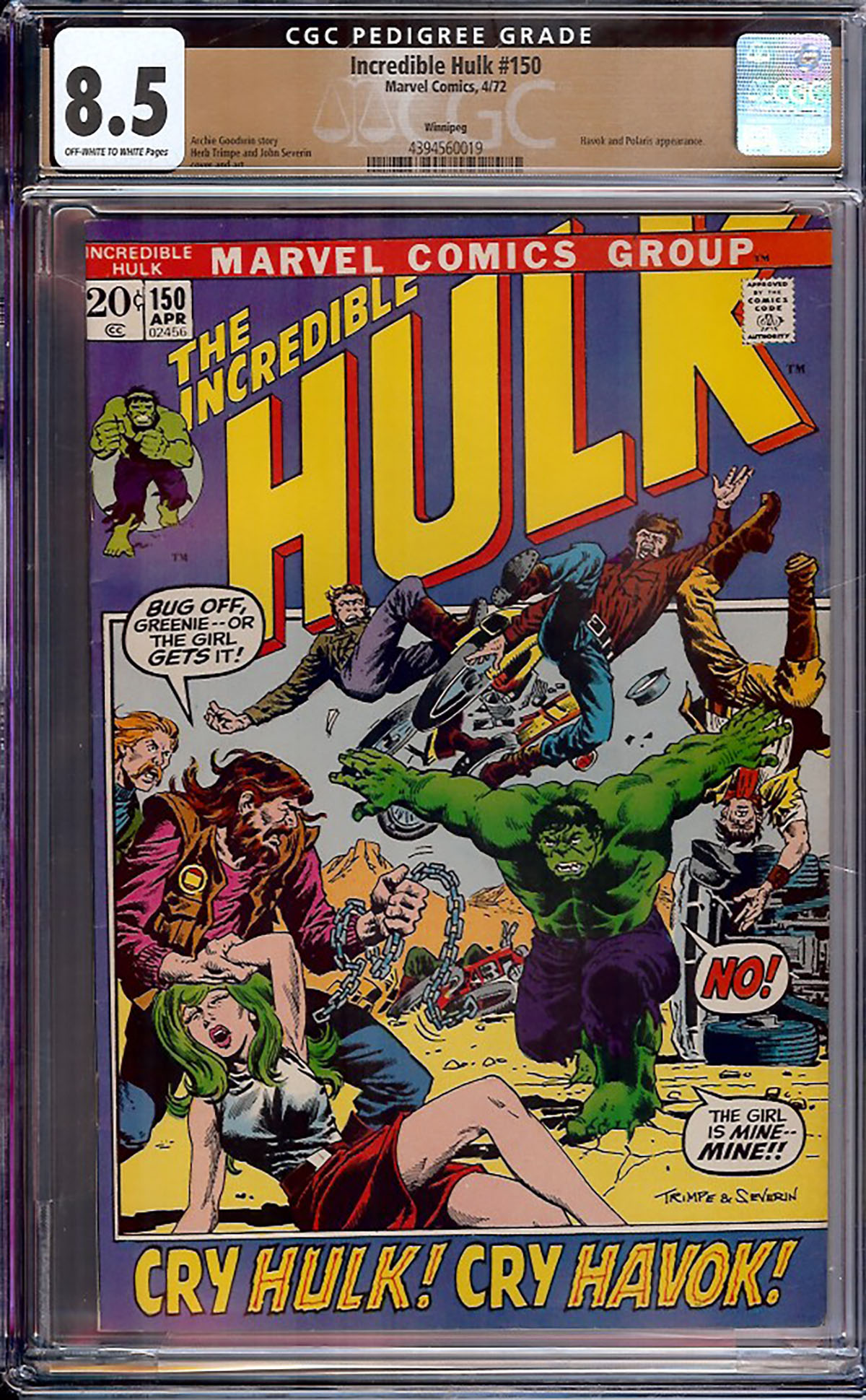 Incredible Hulk #150 CGC 8.5 ow/w Winnipeg