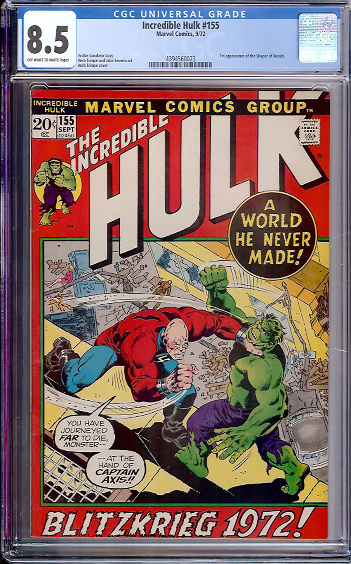 Incredible Hulk #155 CGC 8.5 ow/w