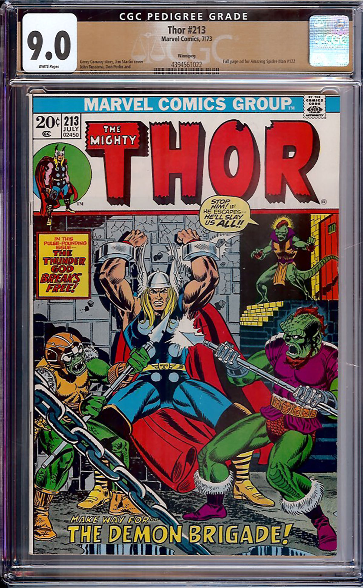 Thor #213 CGC 9.0 w Winnipeg
