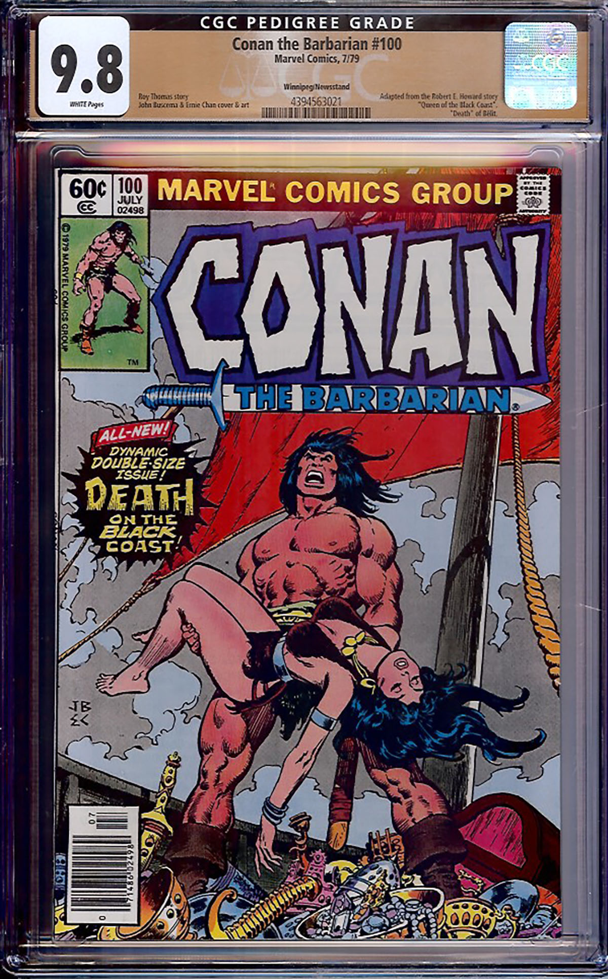 Conan The Barbarian #100 CGC 9.8 w Winnipeg