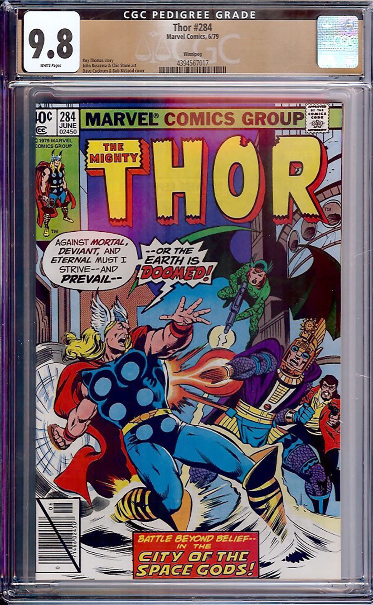 Thor #284 CGC 9.8 w Winnipeg