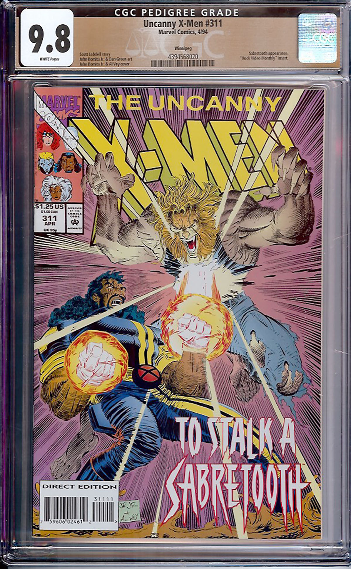Uncanny X-Men #311 CGC 9.8 w Winnipeg