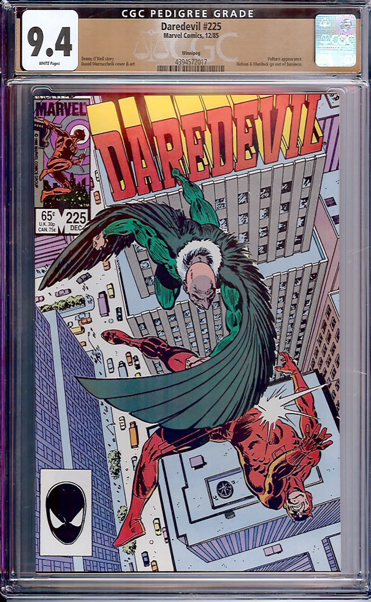 Daredevil #225 CGC 9.4 w Winnipeg