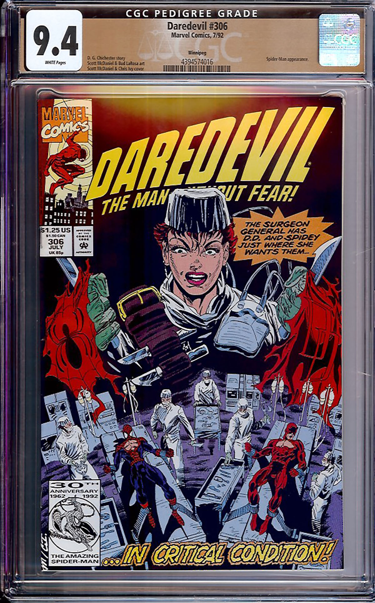 Daredevil #306 CGC 9.4 w Winnipeg