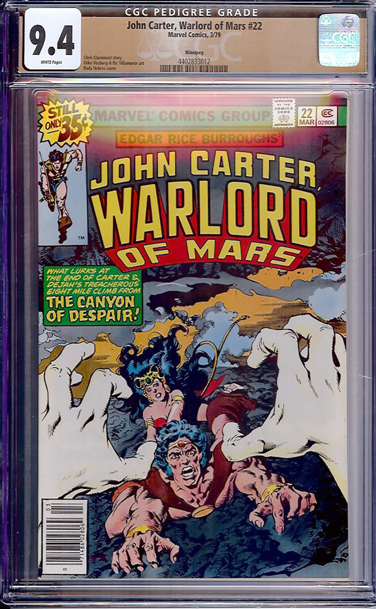 John Carter, Warlord of Mars #22 CGC 9.4 w Winnipeg