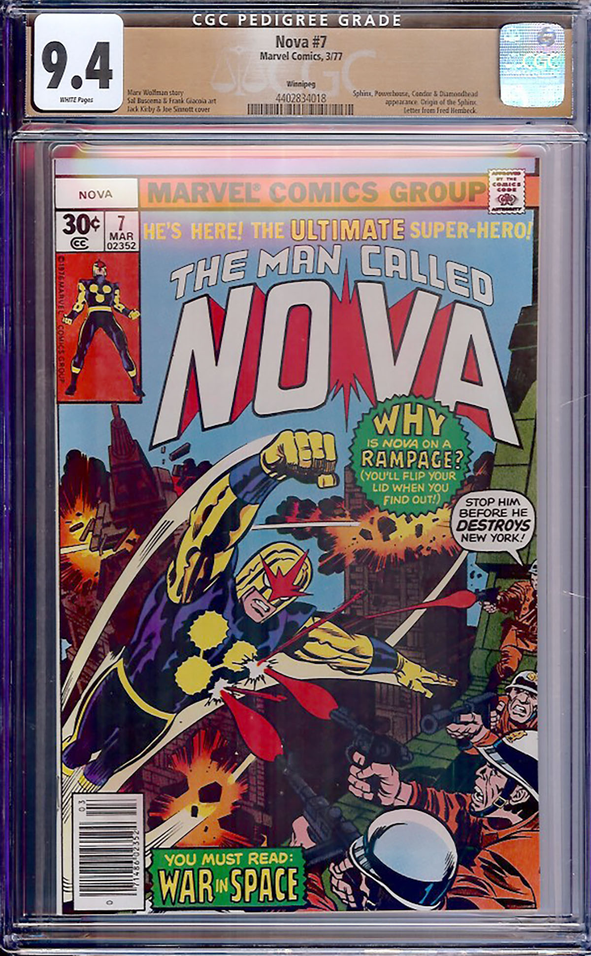 Nova #7 CGC 9.4 w