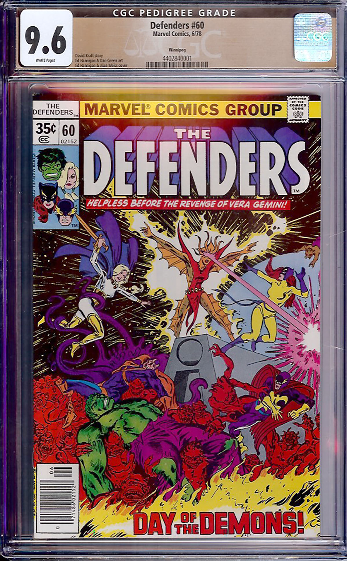 Defenders #60 CGC 9.6 w Winnipeg