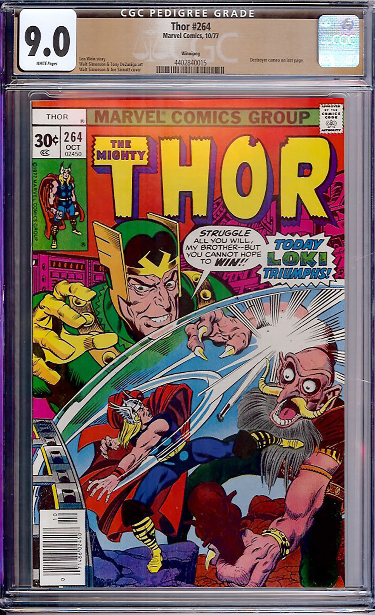 Thor #264 CGC 9.0 w Winnipeg