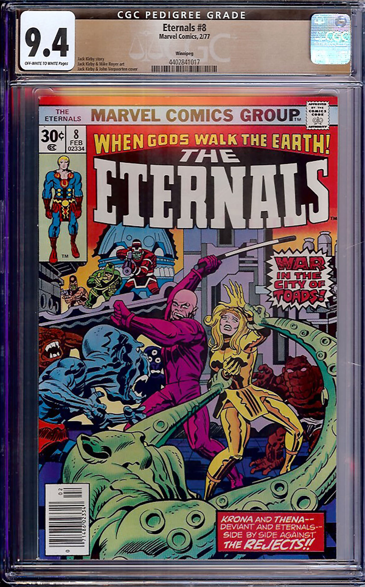 Eternals #8 CGC 9.4 ow/w Winnipeg