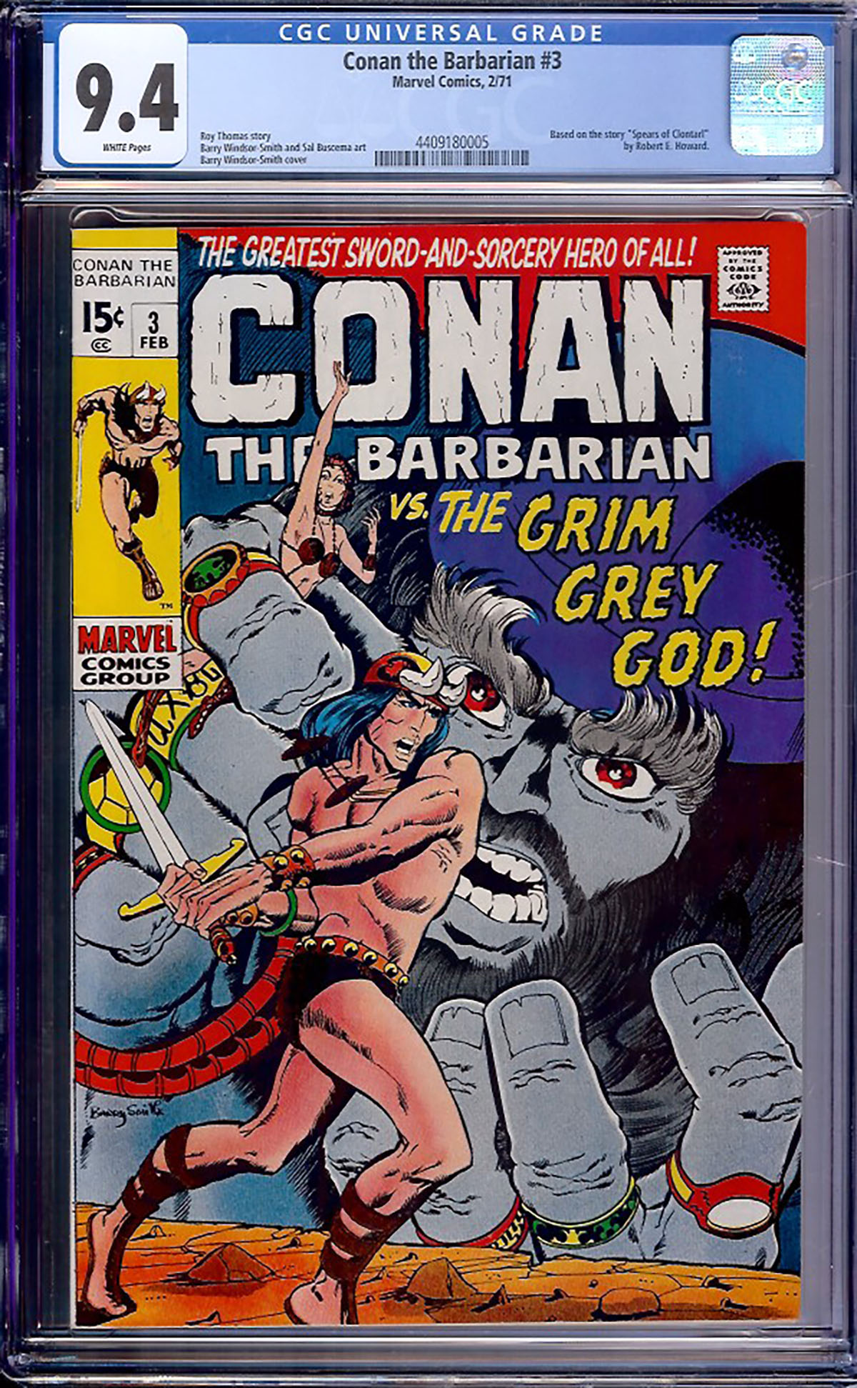 Conan The Barbarian #3 CGC 9.4 w