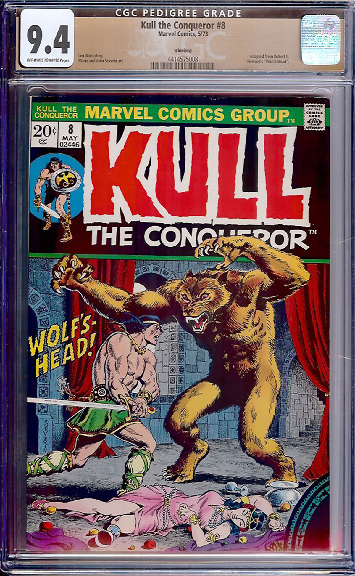 Kull The Conqueror #8 CGC 9.4 ow/w Winnipeg