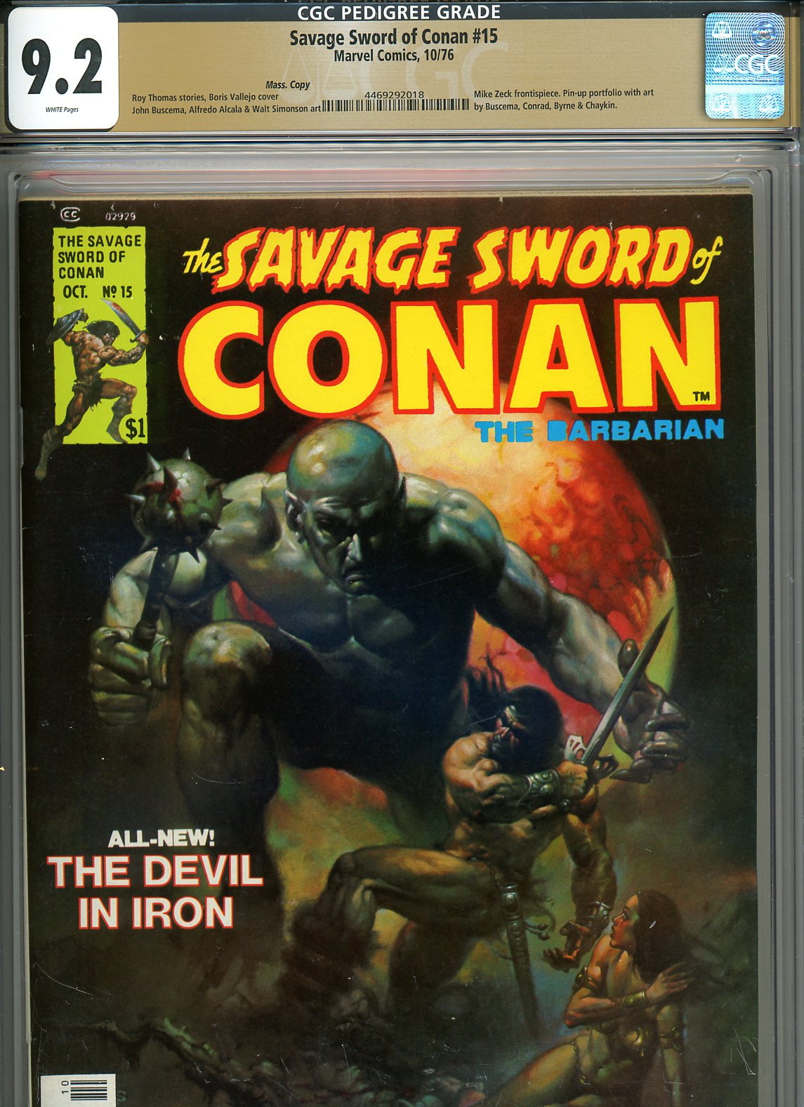 Savage Sword of Conan #15 CGC 9.2 w Mass. Copy