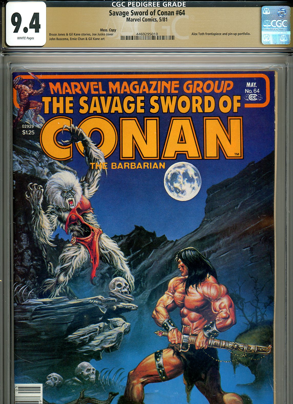 Savage Sword of Conan #64 CGC 9.4 w Mass. Copy