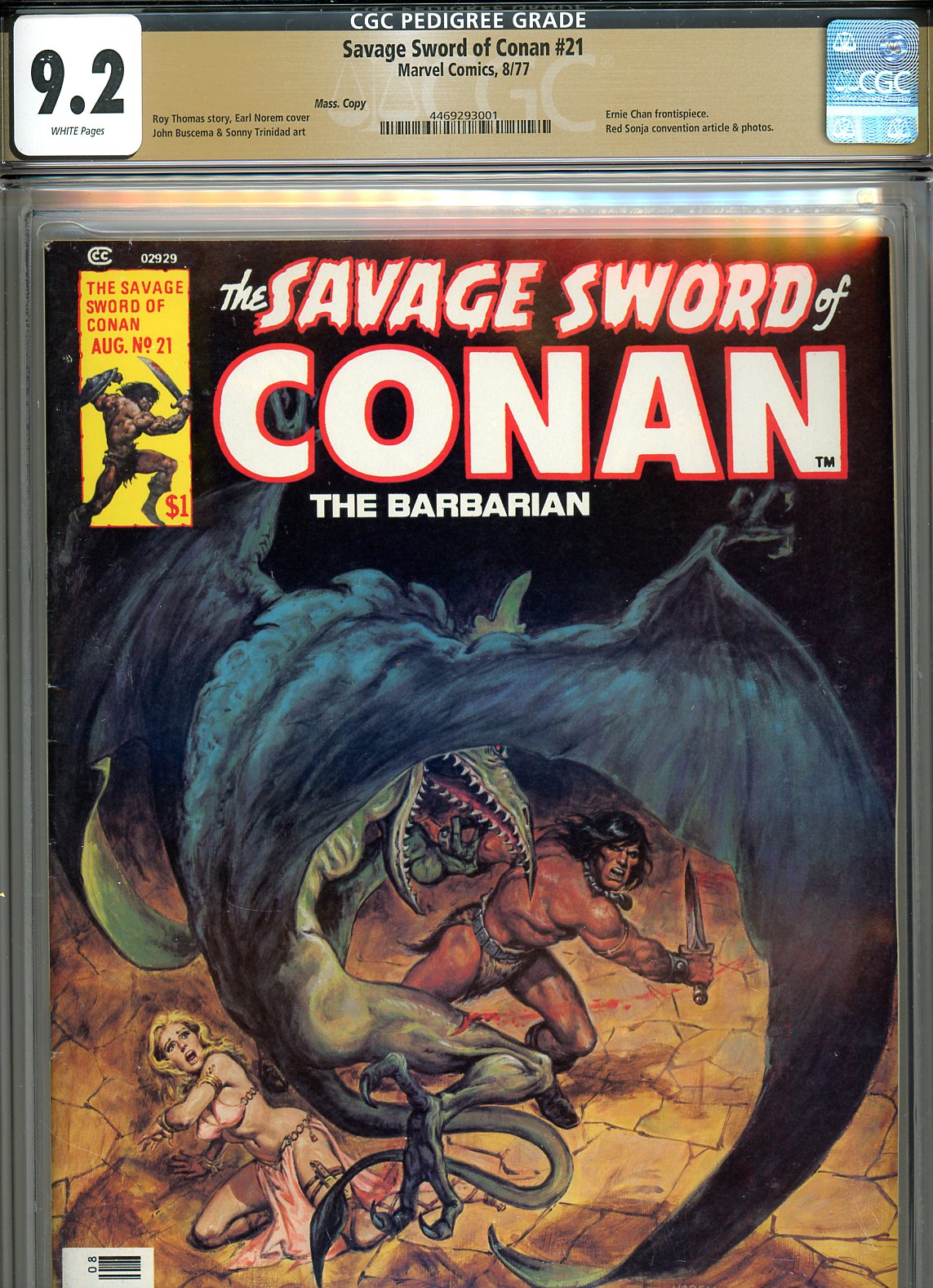 Savage Sword of Conan #21 CGC 9.2 w Mass. Copy