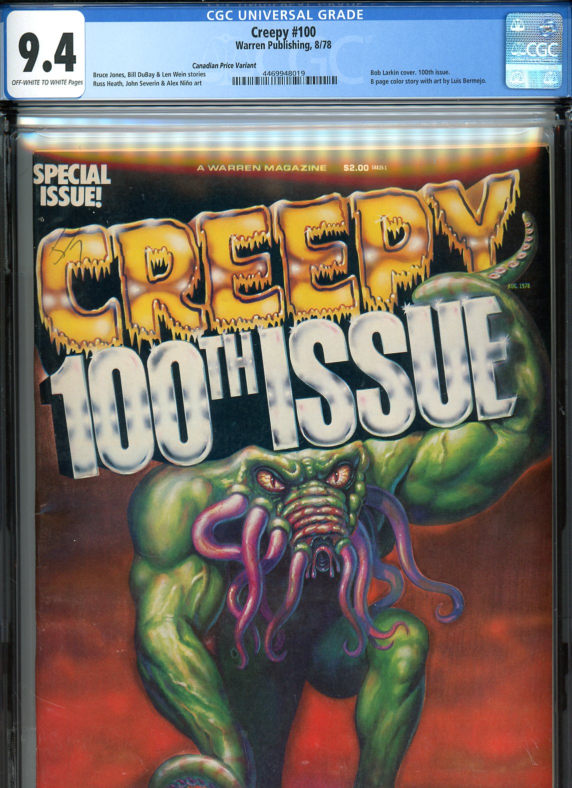 Creepy #100 CGC 9.4 ow/w Canadian Price Variant