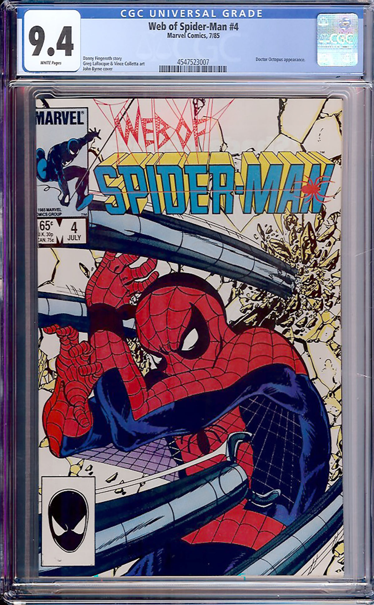 Web of Spider-Man #4 CGC 9.4 w