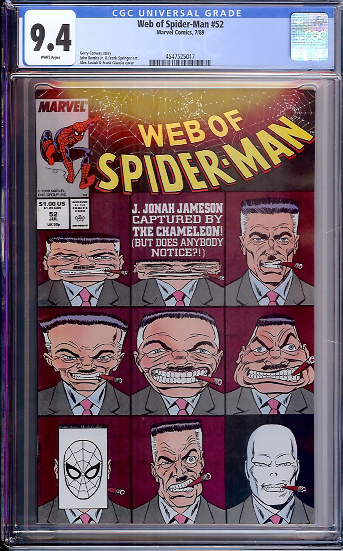 Web of Spider-Man #52 CGC 9.4 w