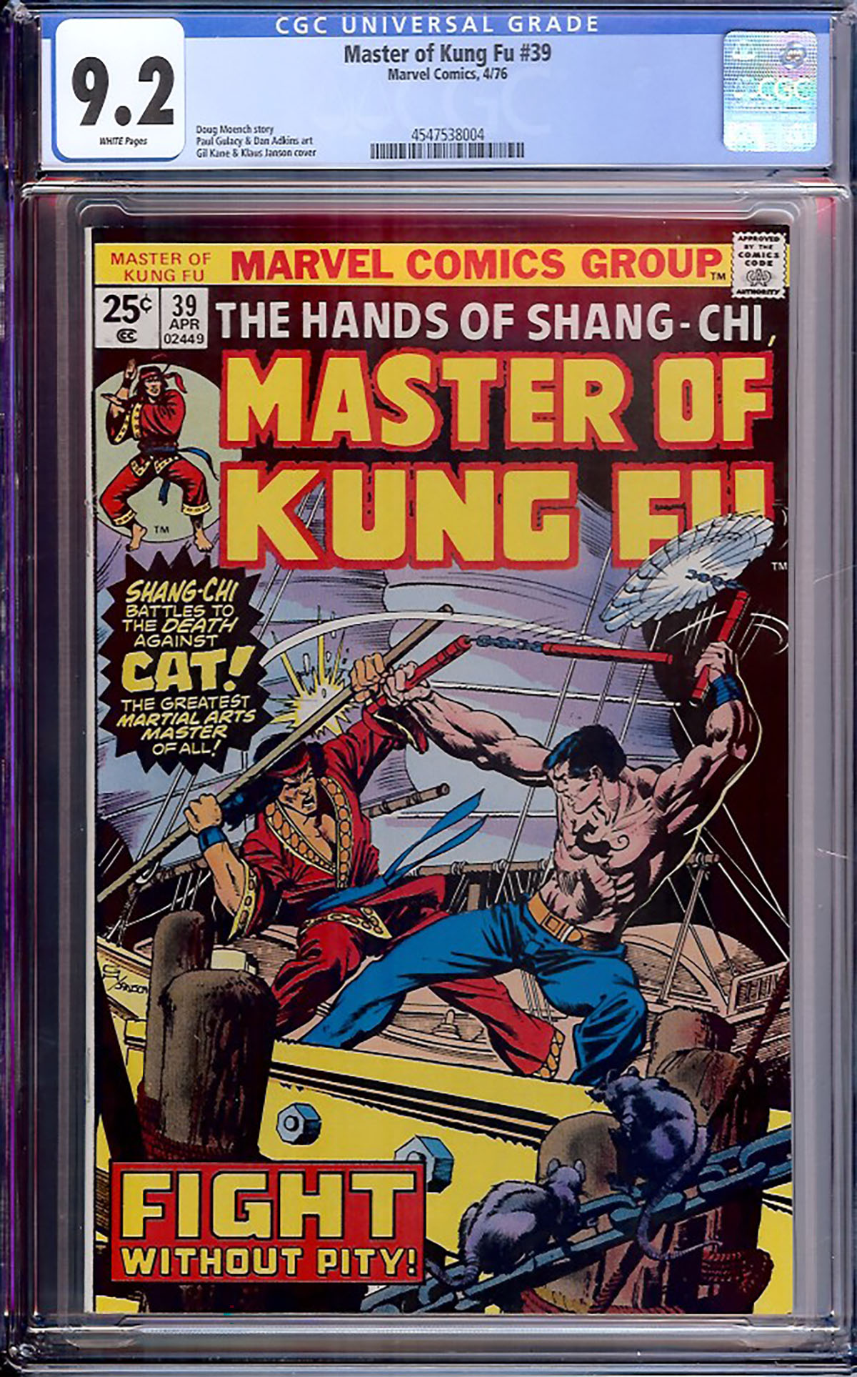 Master of Kung Fu #39 CGC 9.2 w