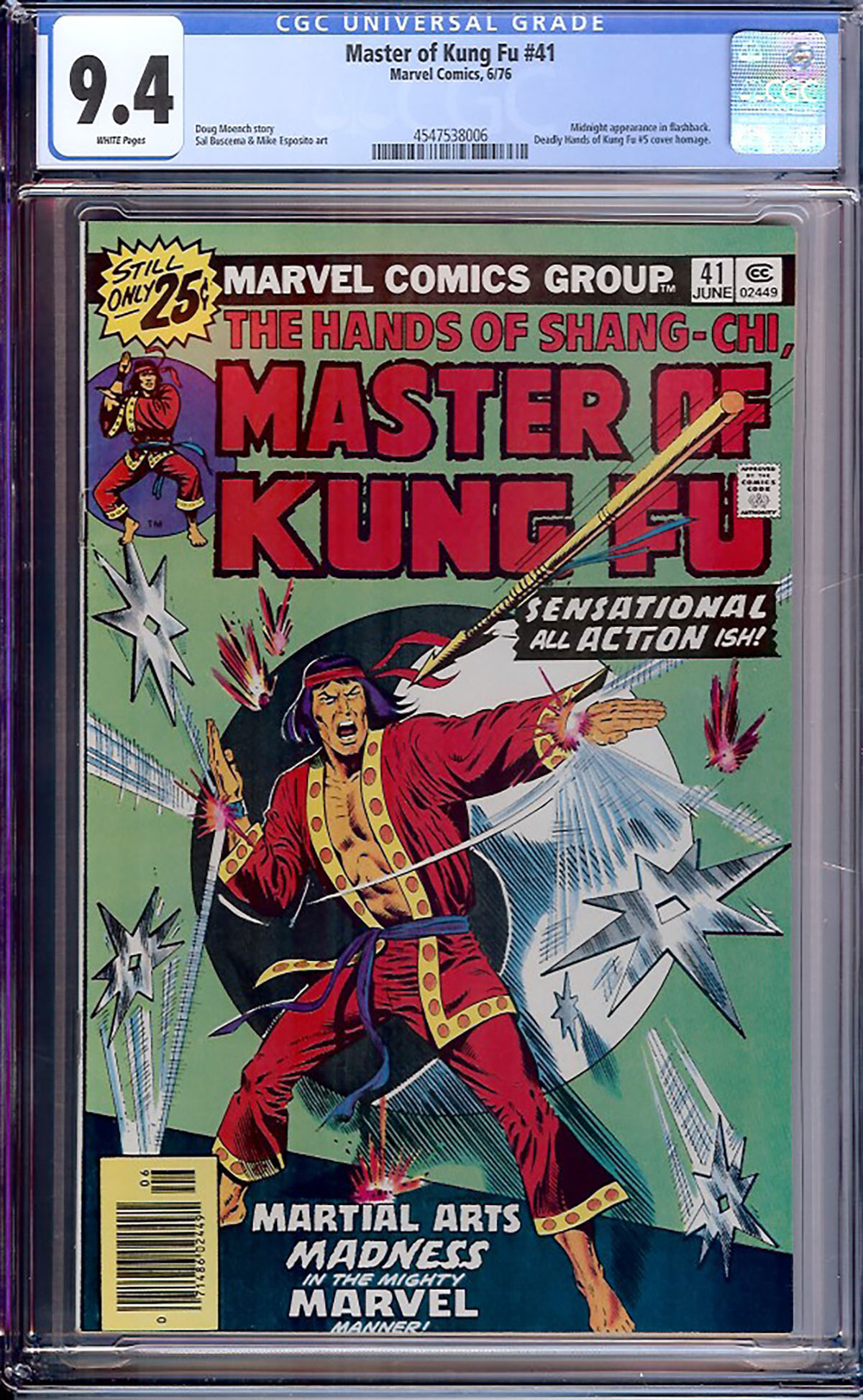 Master of Kung Fu #41 CGC 9.4 w