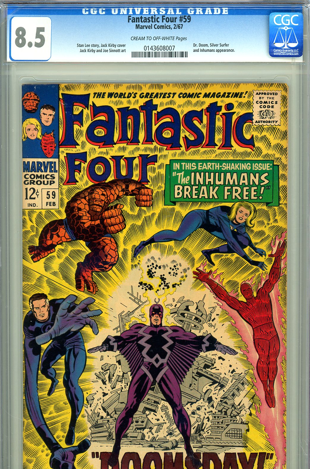 Fantastic Four #59 CGC 8.5 cr/ow