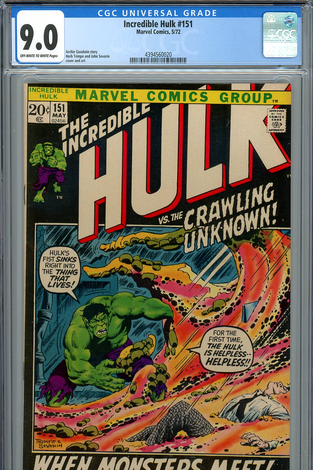 Incredible Hulk #151 CGC 9.0 ow/w