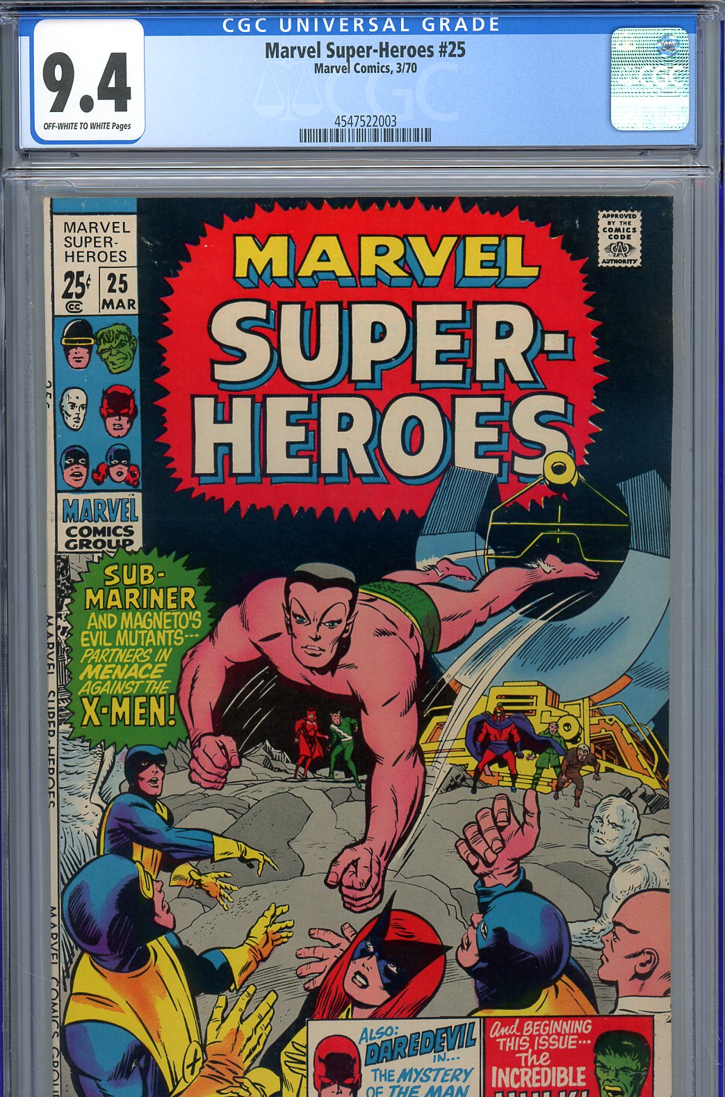Marvel Super-Heroes #25 CGC 9.4 ow/w