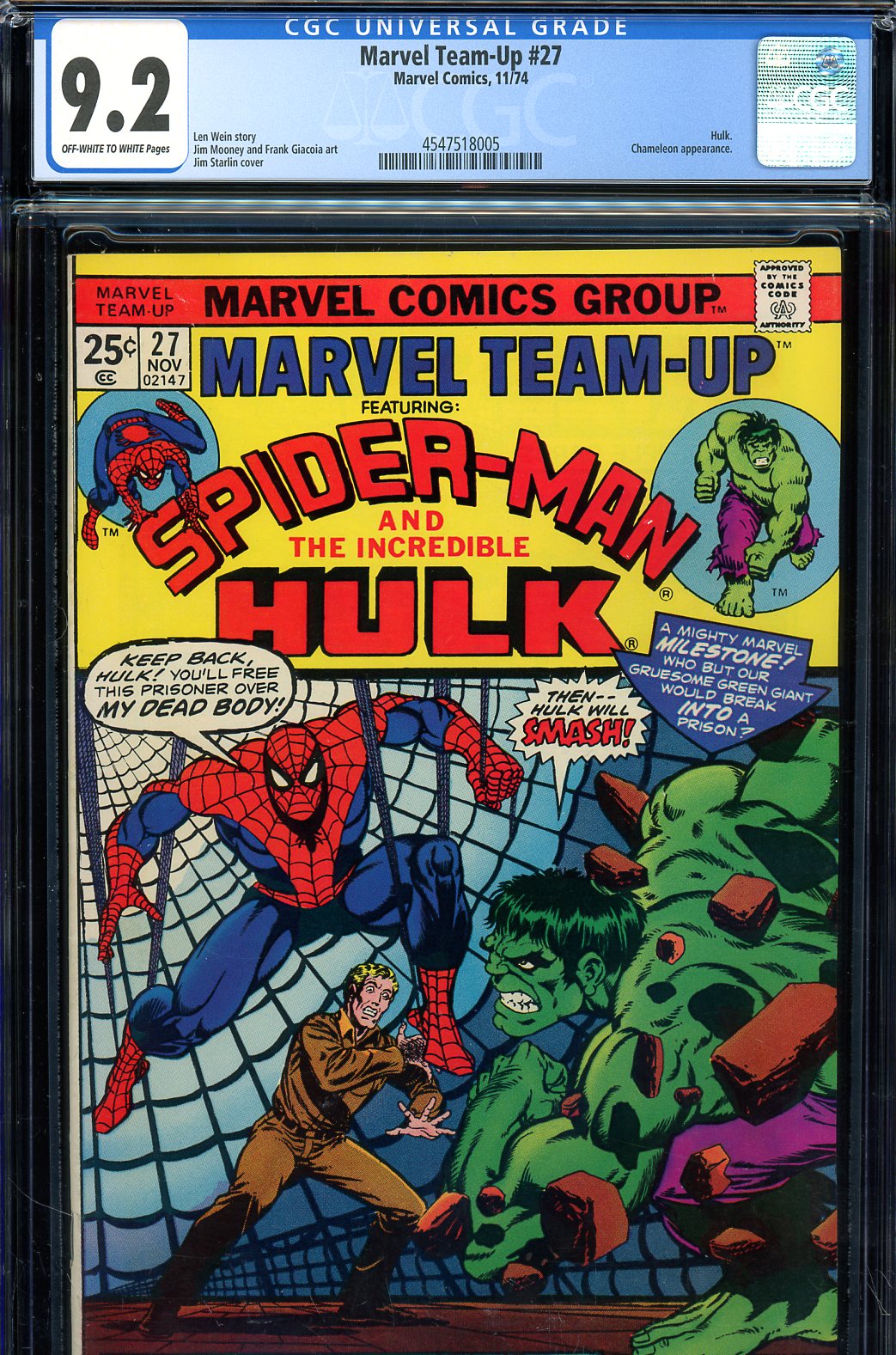 Marvel Team-Up #27 CGC 9.2 ow/w