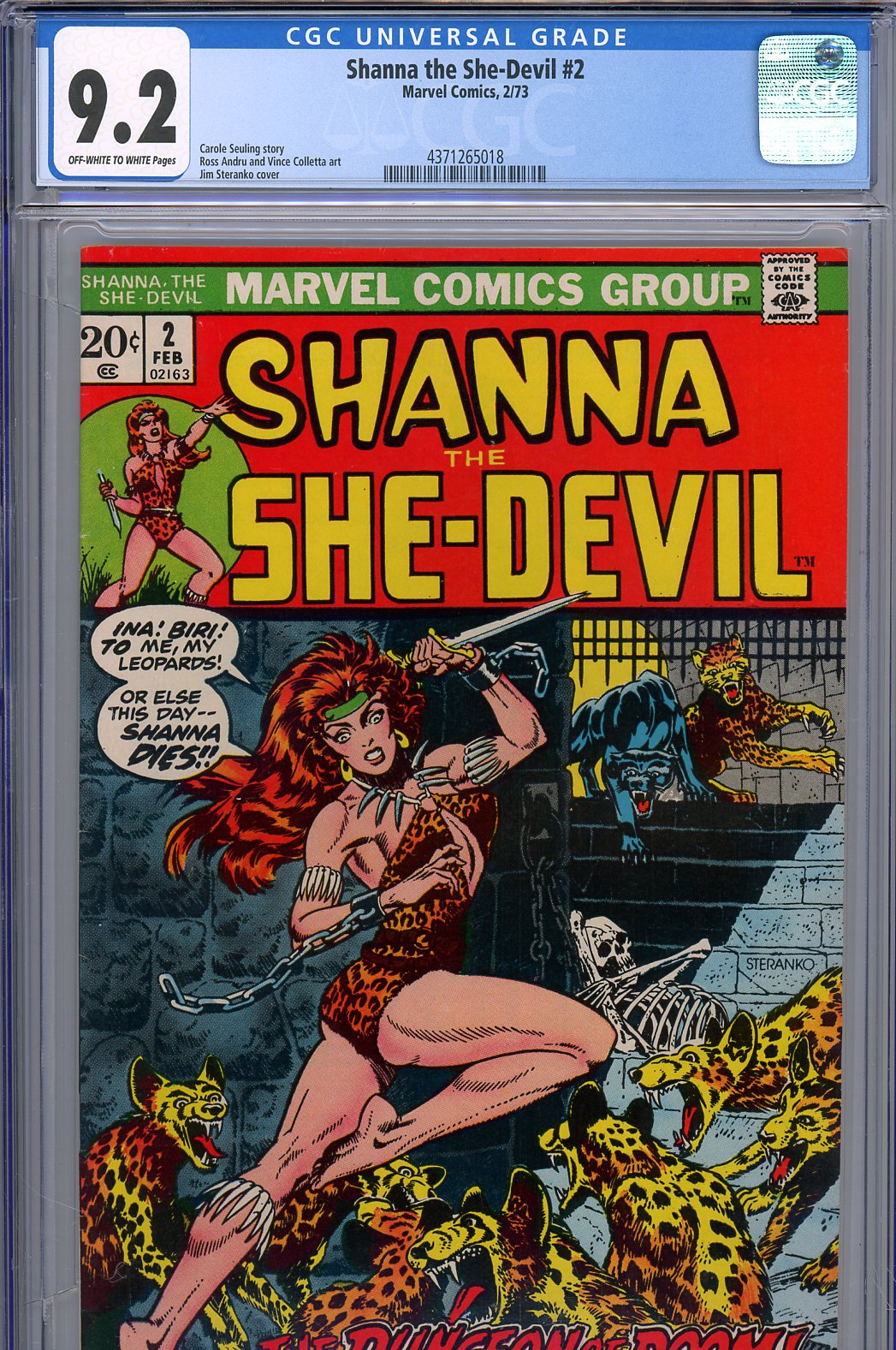 Shanna the She-Devil #2 CGC 9.2 ow/w